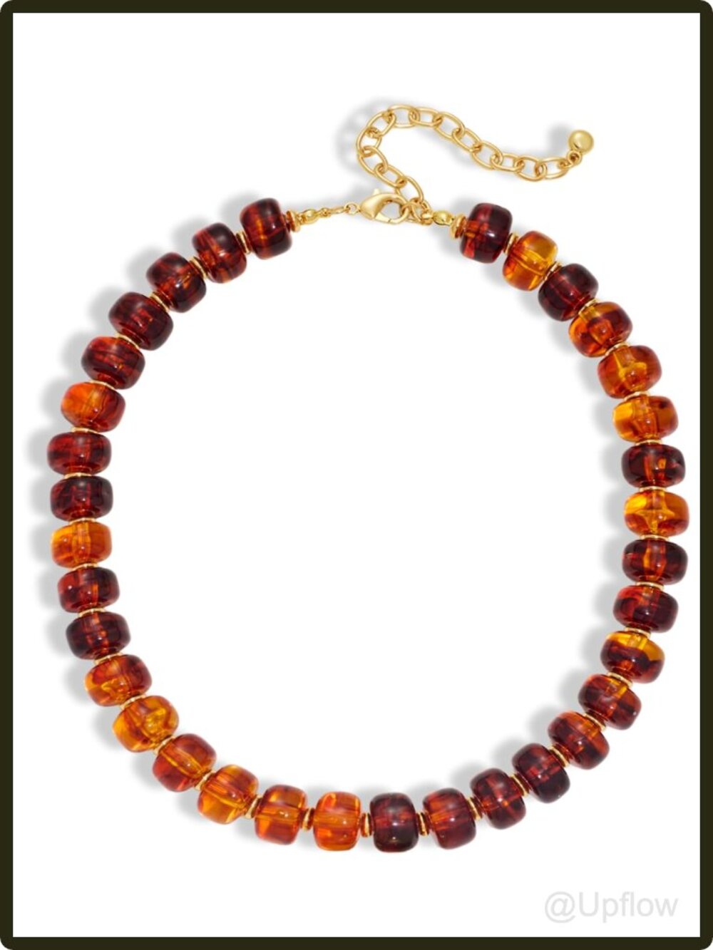 Women's Chunky Resin Beaded Necklace Handmade Boho Statement Gold Accent